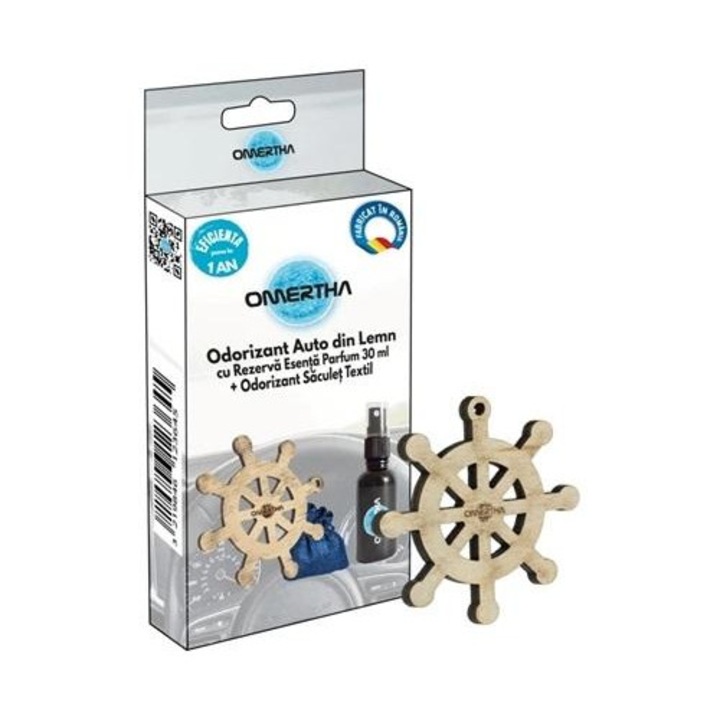 Odorizant auto OMERTHA OME97, váza autó design, fából, 30 ml-es üveg, Velvet Orchid parfüm esszencia