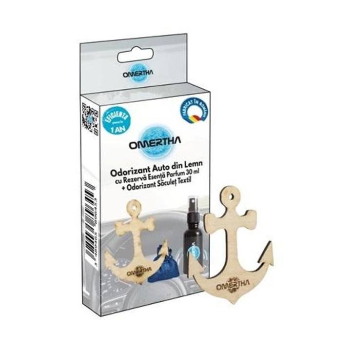 Odorizant auto OMERTHA OME77, ancora din lemn, sticluta 30 ml, parfum Velvet Orchid