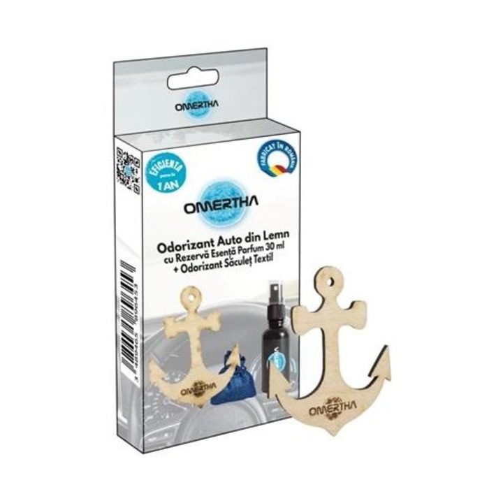 Odorizant auto OMERTHA OME78, horgony alakú, fából, 30 ml-es üvegcsével, Million parfüm esszencia