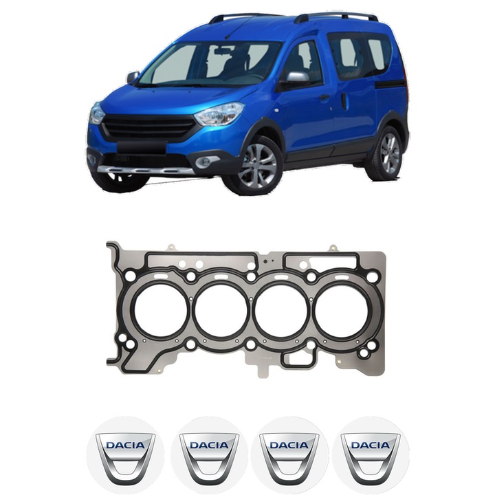 Garnitura chiuloasa DACIA DOKKER MPV (KE_) 1.3 TCe 100 (KENU) din 2019-2021 KW 75 CP 102 CMC 1332, auto, Elring, 4x Stickere auto cu DACIA