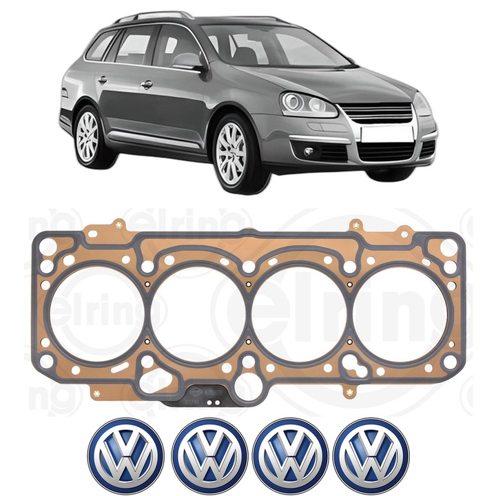 Garnitura chiuloasa Volkswagen GOLF V Variant (1K5) 1.6 MultiFuel din 2007-2009 KW 75 CP 102 CMC 1595, auto, Elring, 4x Stickere auto cu Volkswagen