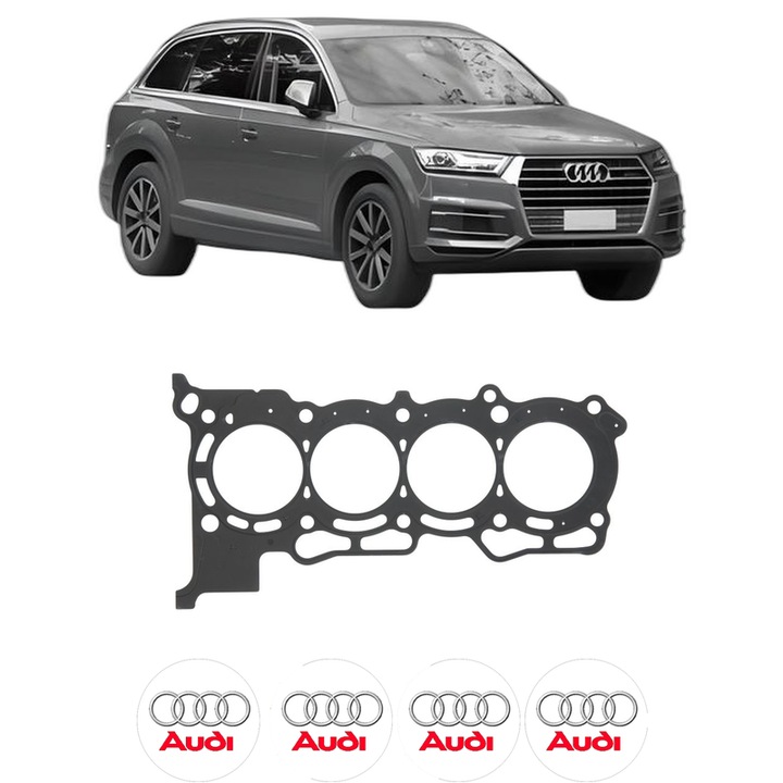Garnitura chiuloasa AUDI Q7 (4MB, 4MG, 4MQ) 55 TFSI Mild Hybrid quattro din 2019 KW 250 CP 340 CMC 2995, auto, Elring, 4x Stickere auto cu AUDI