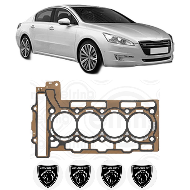 Garnitura chiuloasa PEUGEOT 508 I (8D_) 1.6 THP din 2012-2018 KW 120 CP 163 CMC 1598, auto, Elring, 4x Stickere auto cu PEUGEOT