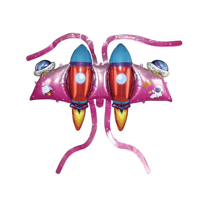 Балон, форма ракета с крила, от фолио, 98.5x64см, розов