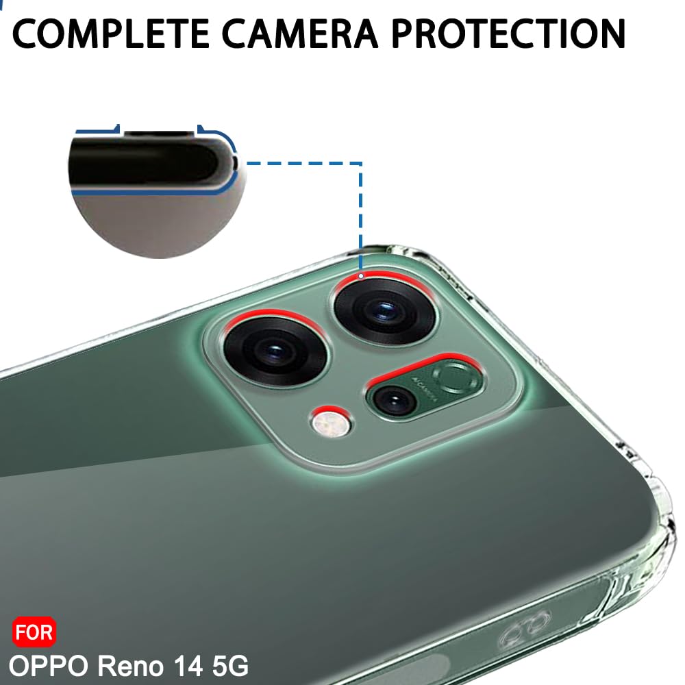 Husa pentru Oppo Reno 14 5G, Anti-Shock 1.5mm, cu protectie lentile, transparenta