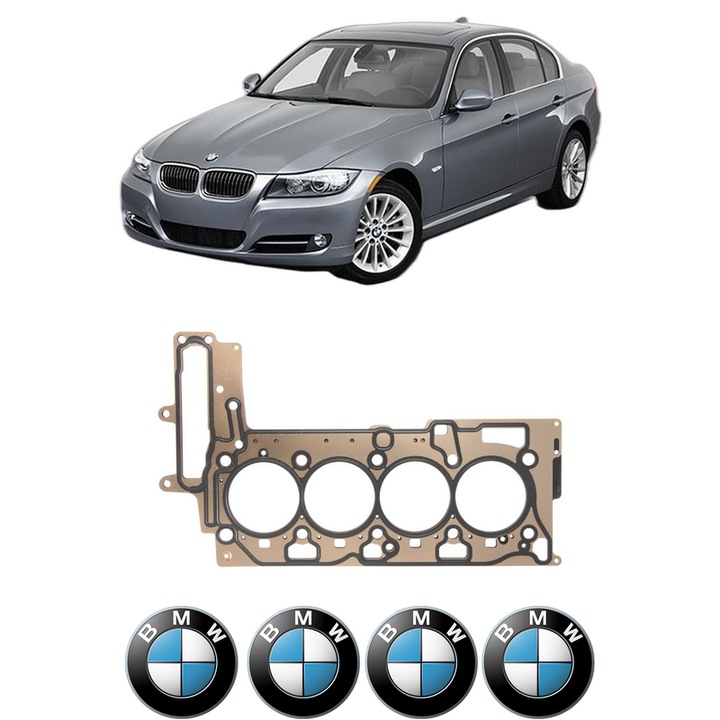 Garnitura chiuloasa BMW Seria 3 (E90) 320 d din 2007-2010 KW 130 CP 177 CMC 1995, auto, Elring, 4x Stickere auto cu BMW