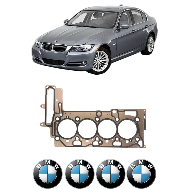 Garnitura chiuloasa BMW Seria 3 (E90) 320 d din 2004-2011 KW 120 CP 163 CMC 1995, auto, Elring, 4x Stickere auto cu BMW