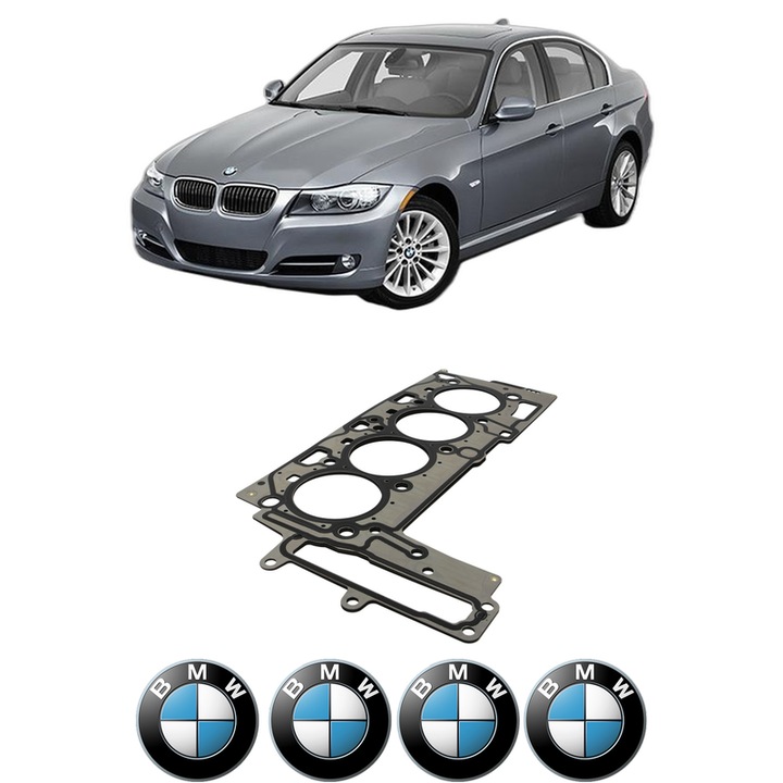 Garnitura chiuloasa BMW Seria 3 (E90) 320 d xDrive din 2008-2010 KW 130 CP 177 CMC 1995, auto, Elring, 4x Stickere auto cu BMW