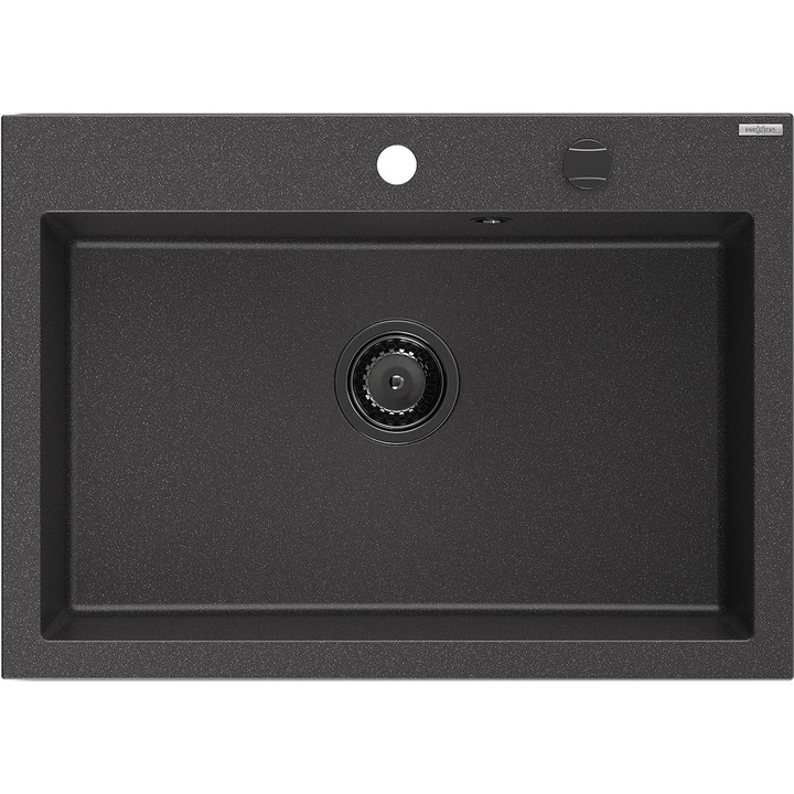 Mexen Elix chiuveta de bucatarie din granit 1-camera 700 x 500 mm, negru patat, sifon negru - 6526701005-76-B