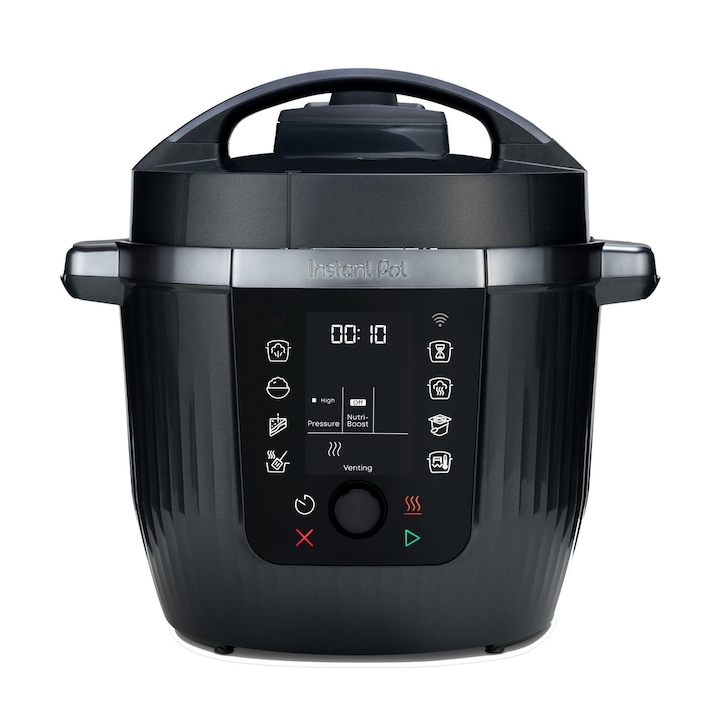 Multicooker Instant Pot, Pro Max, 1200W, 5.7 l, etanș, cu control WiFi, 3 nivele de presiune, vas interior din oțel inoxidabil cu mânere, negru