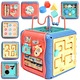 Cub educativ multifunctional 7 in 1 pentru copii, jucarie interactiva cu forme, roti si sunete, SALLMA®