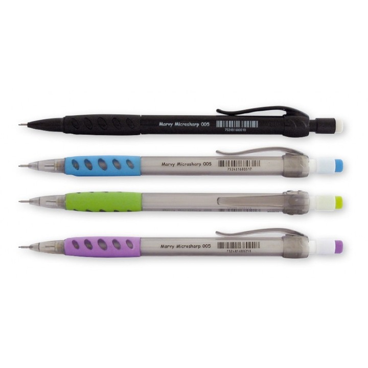 Молив автомотичен Marvy 0.5 мм 005, метален връх и гумиран грип, оп.24, асорти