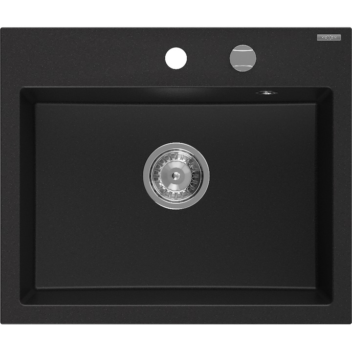 Chiuveta bucatarie Mexen Oscar, granit, 1 compartiment, negru, 580x490mm, sifon crom