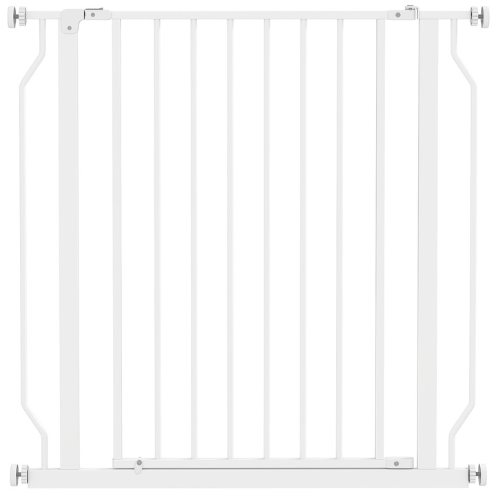 PawHut Bariera Extensibila si Reglabila pentru Caini pentru Scari si Usi, din Otel si ABS, 75-85x76 cm, Alb