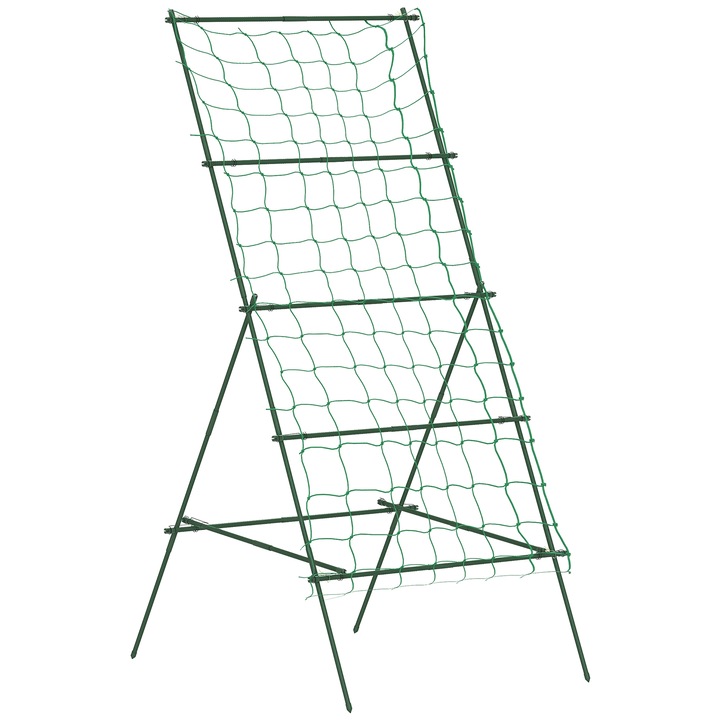 Suport pentru rosii Outsunny in forma de A cu nivel reglabil si plasa, suporturi pentru rosii din otel, PE si PP, 101x133x227 cm, verde