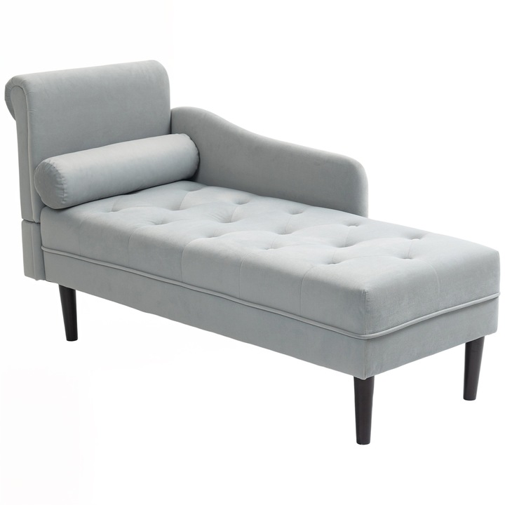 Sezlong Chaise Longue, Dimensiuni 146x61x82.5cm, pentru sufragerie si Birou, gri