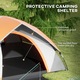 Cort Outsunny pentru 2 persoane cu fereastra din plasa si carlig pentru felinar, cort de camping impermeabil 3000 mm cu geanta de transport din poliester, 210x150x110 cm, gri si portocaliu