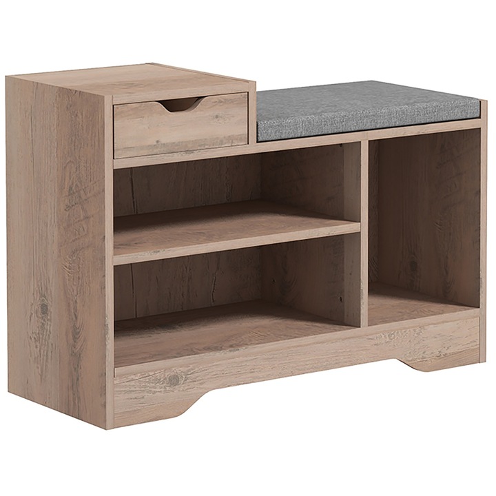 Dulap pentru pantofi Homcom, maro/gri, 76.5x30x52 cm