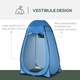 Cort de dus pentru camping Outsunny, camera de vestiar portabila pentru plaja si exterior, cu usa cu fermoar, geanta de transport si buzunar de depozitare, 126x124x189 cm, albastru