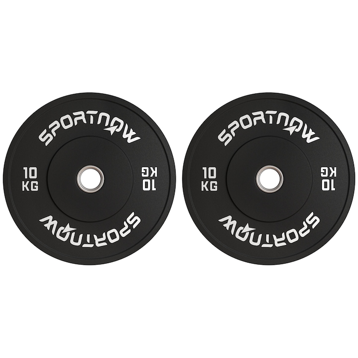 Set 2 placute pentru haltere, SPORTNOW, 45x4 cm, Negru