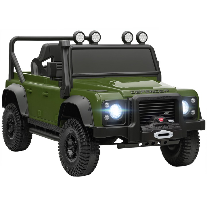 Masina electrica pentru copii, AIYAPLAY, SUV Land Rover Defender 110 SVX, 12V, 3-5 km/h, Telecomanda 2.4G, Verde