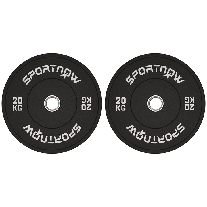 Set 2 placute pentru haltere, SPORTNOW, Negru, 45x8 cm