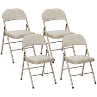 Set de 4 Scaune Pliabile cu Scaun Captusit, HOMCOM, din Poliester si Structura din Otel, 45cm x 46cm x 78cm, Bej