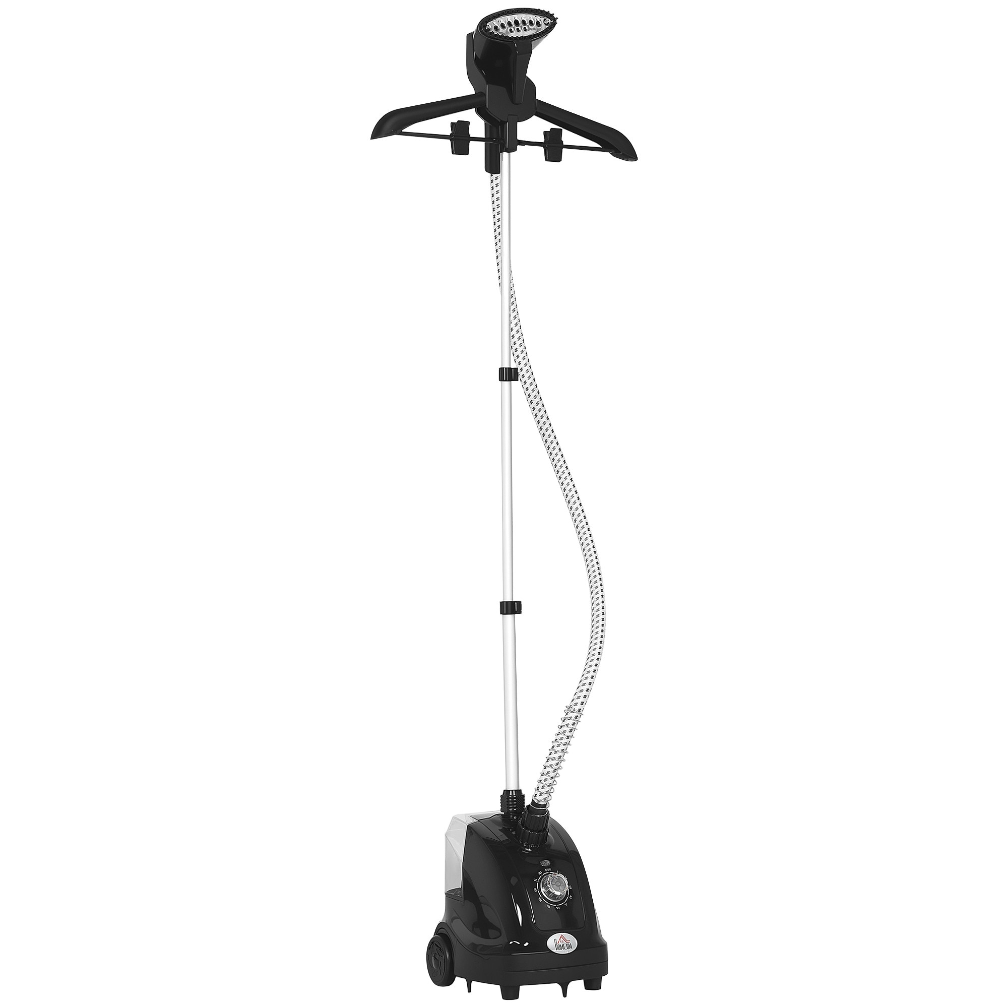 Aparat de calcat vertical cu aburi, Homcom, 1950W, 1.4L, 2 roti, 26x21.5x29cm, negru/argintiu