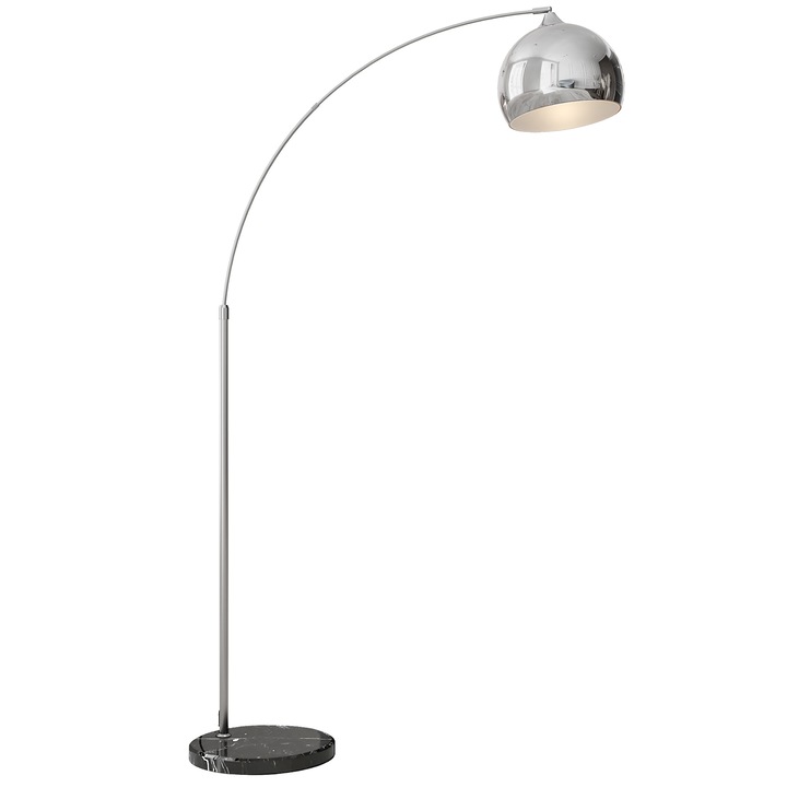 Lampa de podea vintage Homcom, ajustabila, cu intrerupator de picior, argintie, 100-115x35x170-180cm
