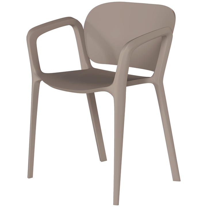 Set 4 scaune de gradina impilabile, Outsunny, rezistente la UV si impermeabile, 60x56x75 cm, gri