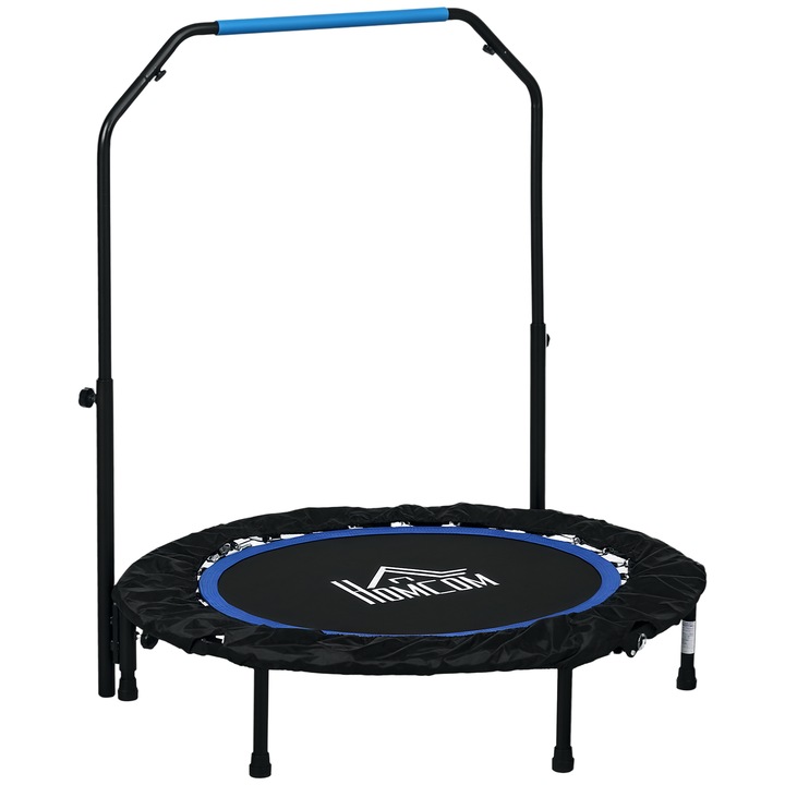 Trambulina fitness pliabila, Homcom, 102cm, maner reglabil 99-123cm, capacitate 100kg, albastru negru