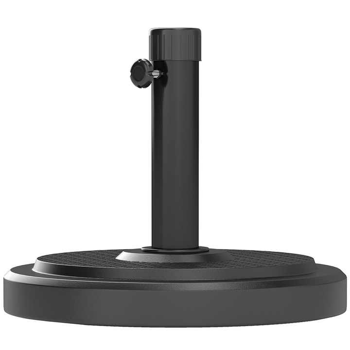 Baza de umbrela Outsunny 22 kg, baza rotunda pentru umbrele cu diametrul maxim de 2,8 m si tije cu diametrul de 38 mm sau 48 mm, neagra