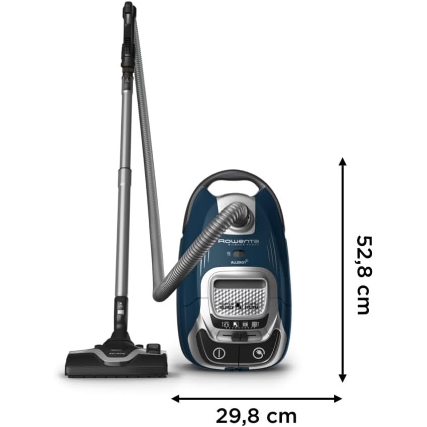 Aspirator cu sac Rowenta, 400 W, extrem de silentios la 57 dB(A), filtru permanent, indicator umplere sac de praf