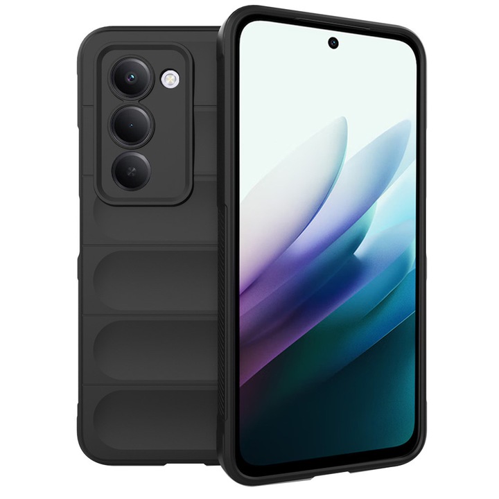 Husa pentru Xiaomi Redmi 15 5G Liquid Silicone, Microfibre Lining, Non-Slip Airbag Design, negru