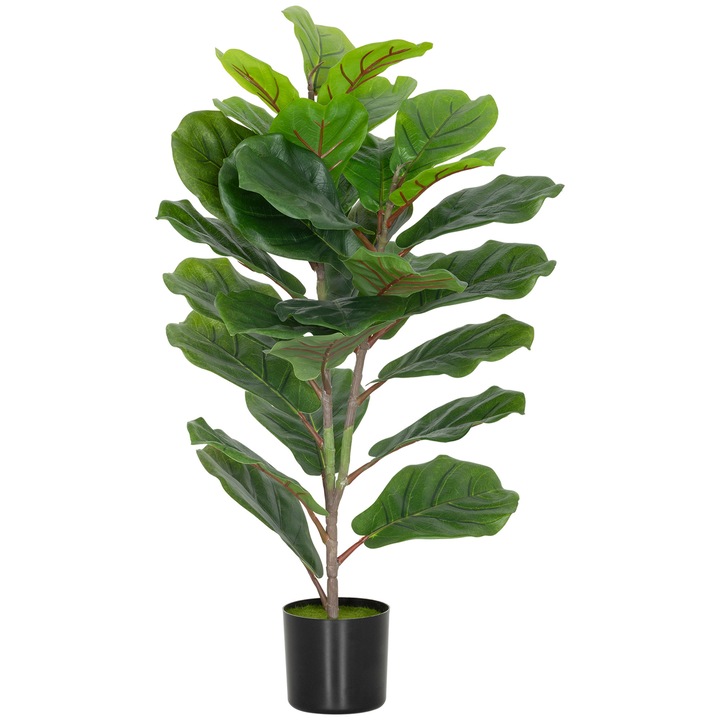 Planta artificiala Ficus Lyrata, Homcom, 80 cm, 31 frunze, verde