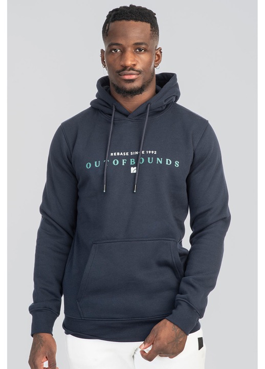 Hanorac barbati, REBASE, imprimeu dublu presat, gri, fleece