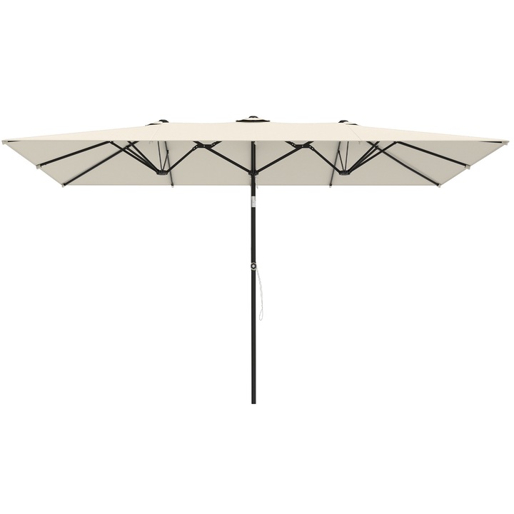 Umbrela de gradina dubla Outsunny, reglabila in inaltime, 295x150x170-214 cm, crem