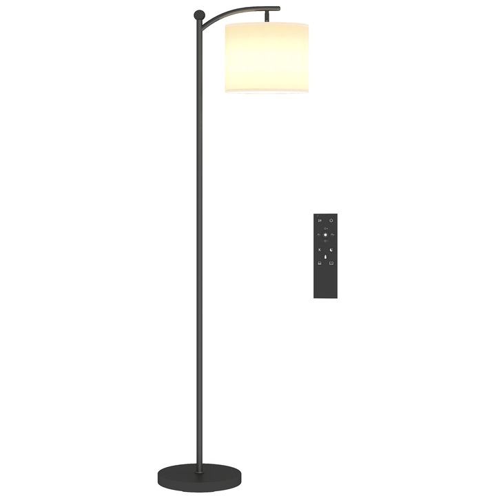 Lampa de podea LED cu telecomanda, 800lm, 3000K/6000K, neagra, 54.3x30.6x159.6cm