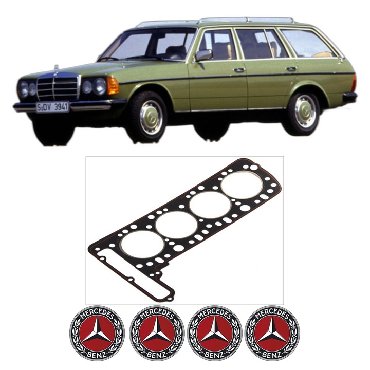 Garnitura chiuloasa MERCEDES-BENZ 123 T-Model (S123) 240 T D (123.183) din 1979-1985 KW 53 CP 72 CMC 2399, auto, Elring, 4x Stickere auto cu MERCEDES-BENZ