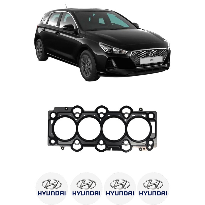 Garnitura chiuloasa HYUNDAI i30 (PDE, PD, PDEN) 1.6 CRDi din 2016 KW 70 CP 95 CMC 1582, auto, Elring, 4x Stickere auto cu HYUNDAI