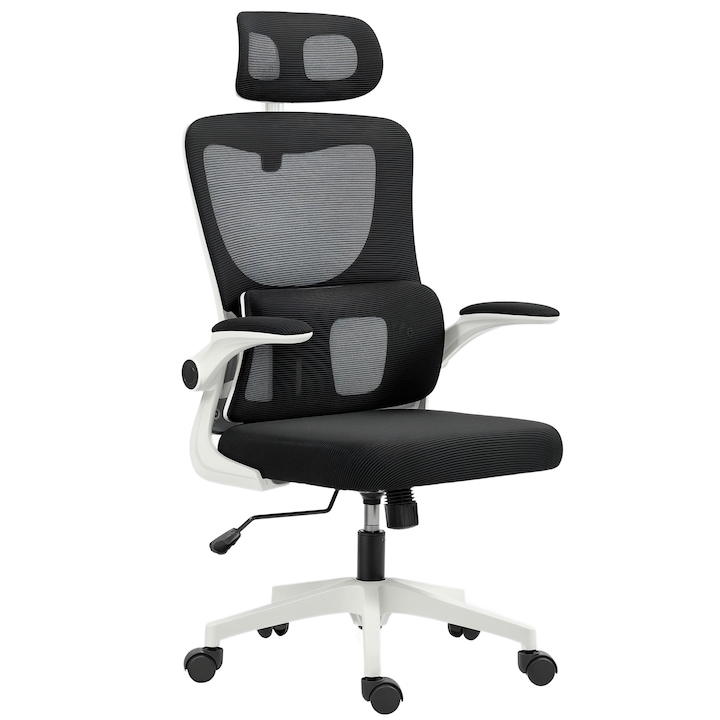 Scaun de birou ergonomic, Vinsetto, suport lombar, inaltime ajustabila, negru, 60x59x114-122cm