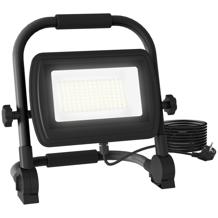Spot LED, Homcom, Negru, IP65, 50W, 4250lm, 25.5x16x25.5cm