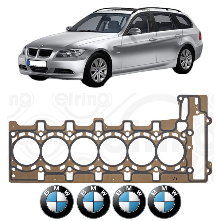 Garnitura chiuloasa BMW Seria 3 Touring (E91) 335 i xDrive din 2008-2012 KW 225 CP 306 CMC 2979, auto, Elring, 4x Stickere auto cu BMW