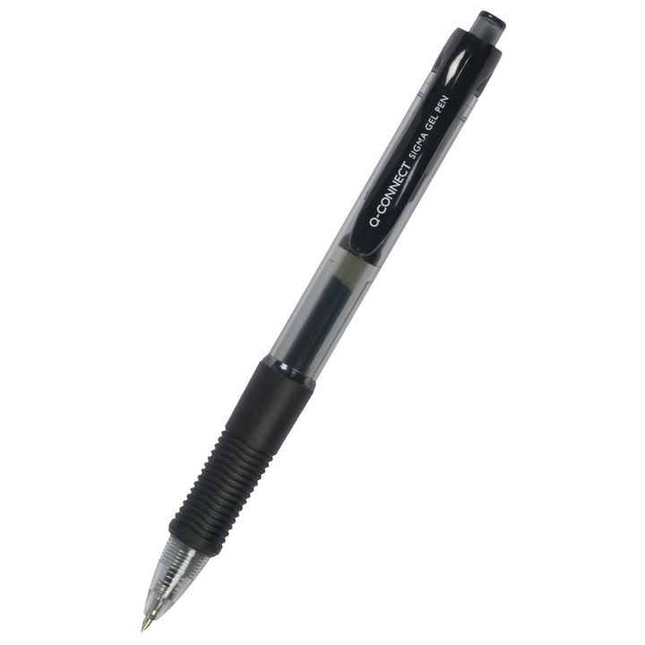 Pix Cu Gel, Mecanism Retractabil, Rubber Grip, 0.5 Mm, Q-connect - Negru