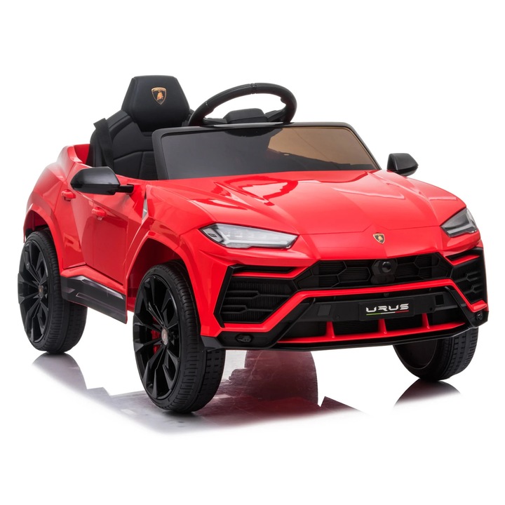 Електрическа кола Lamborghini Urus, официално лицензирана, KIDOO, 37–96 месеца, 12V 4.5Ah, 2 двигателя 25W, 2.4G дистанционно управление, многофункционален волан с музика, MP3, USB, TF, FM радио, червен