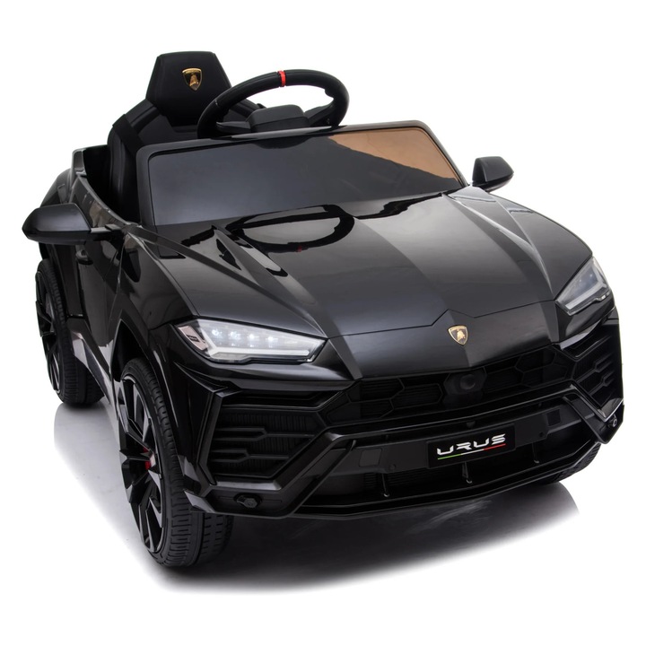 Електрическа кола Lamborghini Urus, официално лицензирана, KIDOO, 37–96 месеца, 12V 4.5Ah, 2 двигателя 25W, 2.4G дистанционно управление, многофункционален волан с музика, MP3, USB, TF, FM радио - Черно