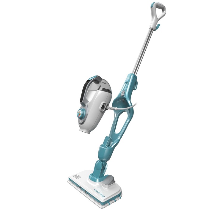 Mop Cu Abur Black+Decker Steamitt Cu Curatitor De Maini Si Manusa - 12 Accesorii - Multifunctional 1300 W - Timp De Incalzire 15 Sec - Rezervor 500 Ml - Good Cleaning - Fsmh1321Jsm-Qs
