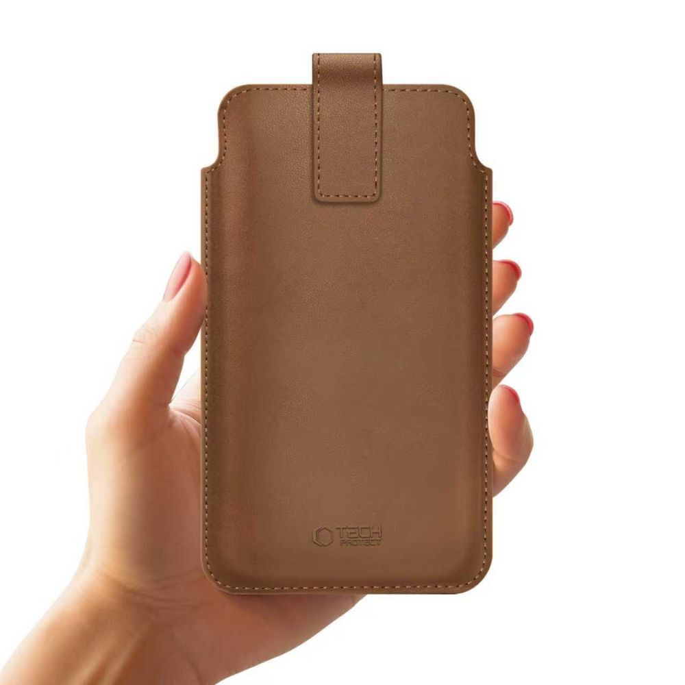 Toc universal Tech-Protect SM65 pentru telefon 6.0-6.9 inch, protectie zilnica, maro