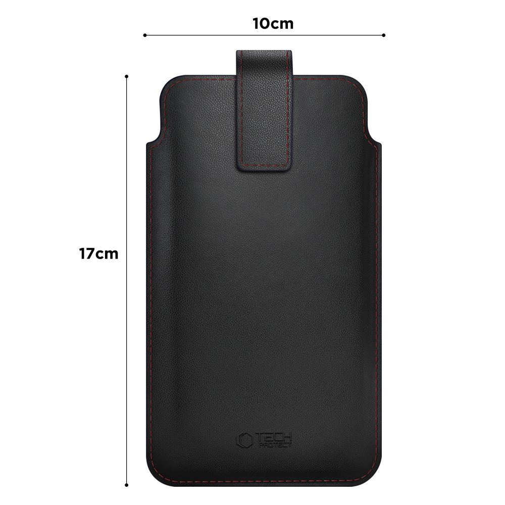 Husă telefon Tech-Protect SM65 - universală, negru/roșu, cu bandă de extragere (17x10 cm)
