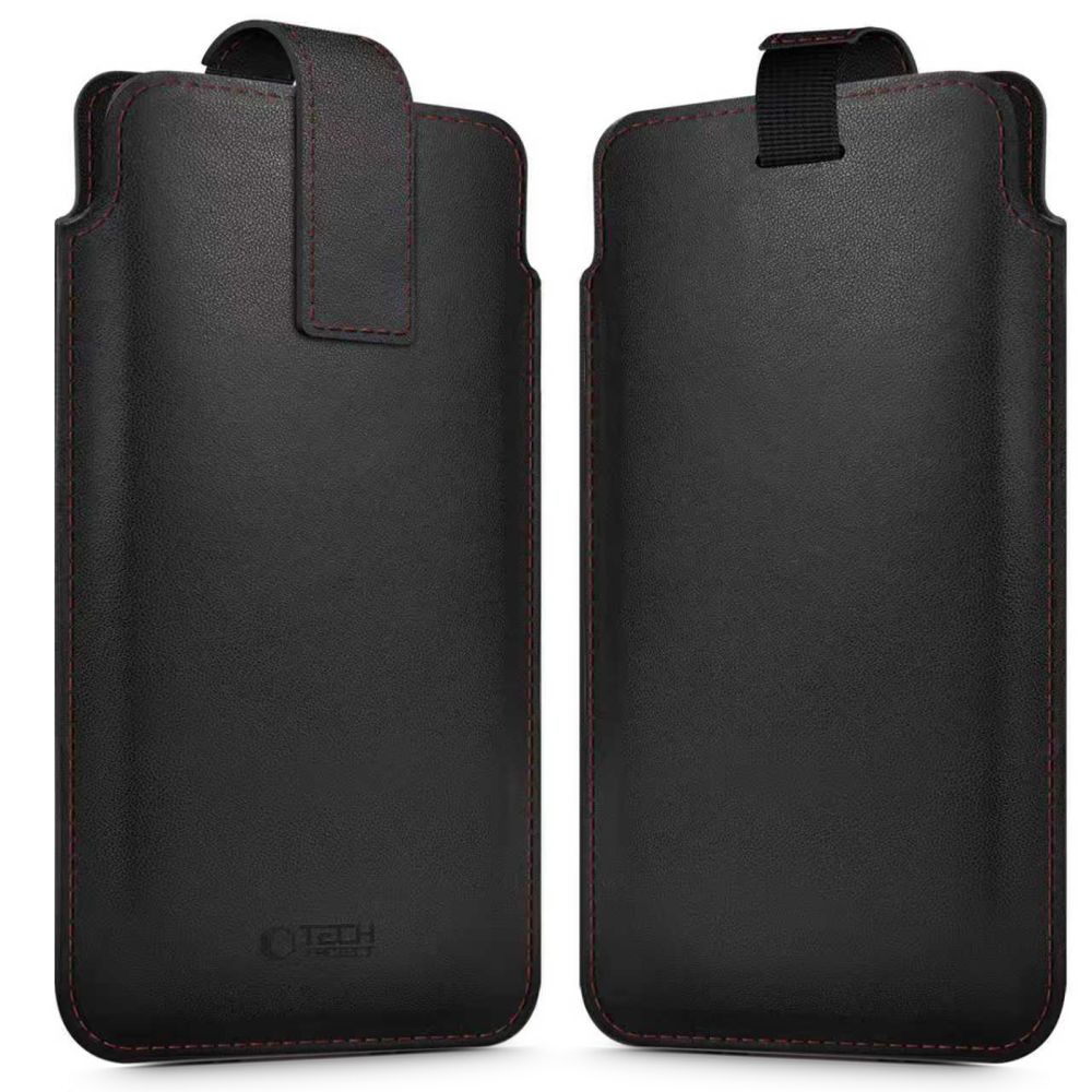 Husă telefon Tech-Protect SM65 - universală, negru/roșu, cu bandă de extragere (17x10 cm)